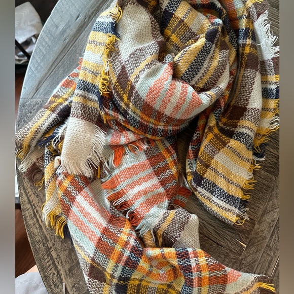 unbranded Accessories - Large mustard modern boho chic Plaid Blanket Scarf